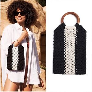 Laude The‎ Label Gabby Black Cream Macrame Bag